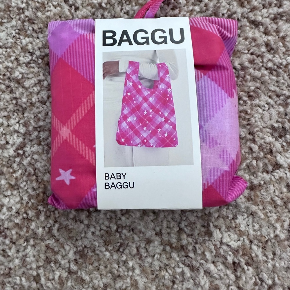 Baby Baggu Pink Star Plaid Bag